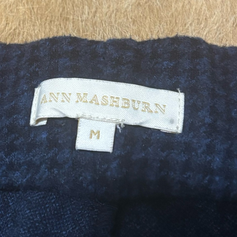 ANN MASHBURN Cobalt Navy Houndstooth Faye Flare Cropped Pants - Picture 9 of 10